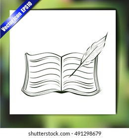 Book with pen vector icon