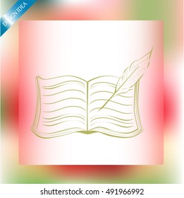 Book with pen vector icon