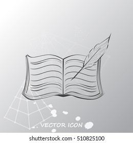 Book with pen vector icon