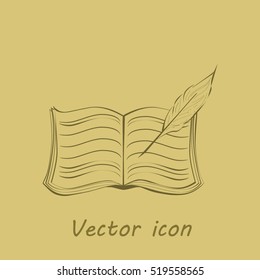 Book with pen vector icon