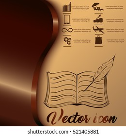 Book with pen vector icon