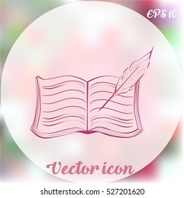Book with pen vector icon