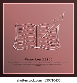 Book with pen vector icon