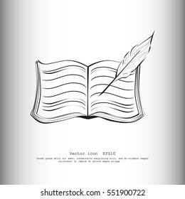 Book with pen vector icon