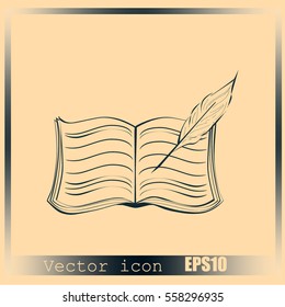 Book with pen vector icon
