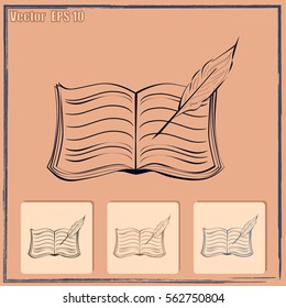 Book with pen vector icon