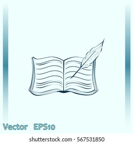 Book with pen vector icon