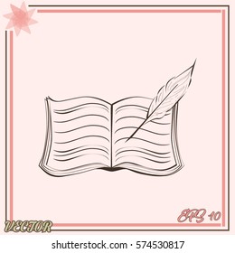 Book with pen vector icon