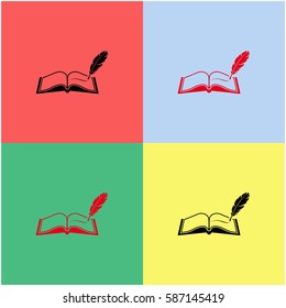 Book with pen vector  icon.