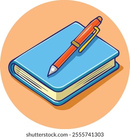 Book and Pen Vector -Icon Illustration