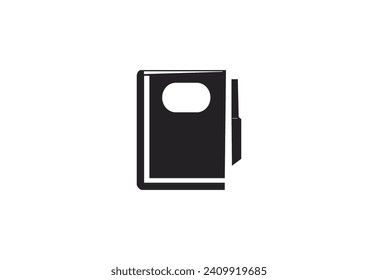 book and pen vector logo on simple black and white background