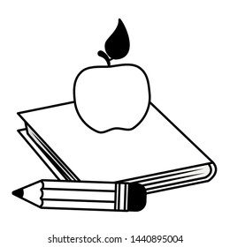book pencil apple back to school vector illustration