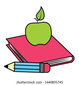 book pencil apple back to school vector illustration
