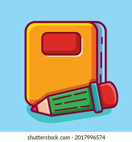 libro y lápiz para volver a la escuela concepto ilustración vectorial en estilo plano