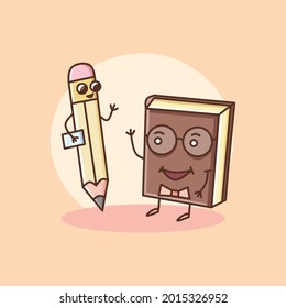 book and pencil Character vector art design
