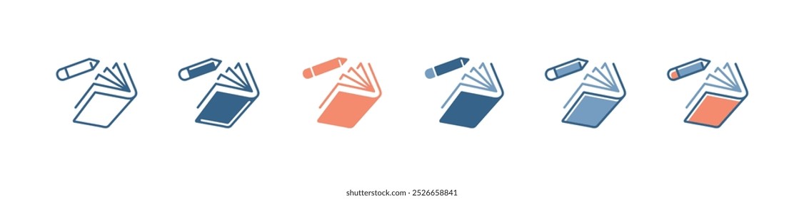 book and pencil education icon set school study writing task vector illustration for web and app