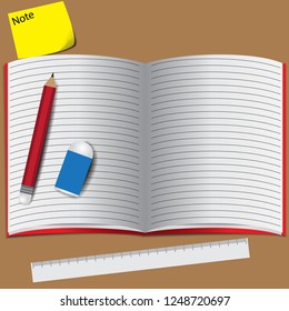 book pencil Eraser note space.