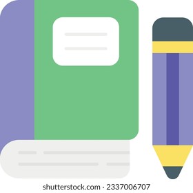 book with a pencil flat icons design