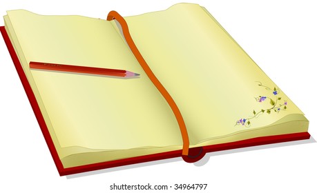 book  pencil and a flower pattern