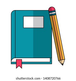 book and pencil icon cartoon vector illustration graphic design