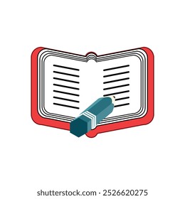 Book and pencil icon. Education literature and read theme. Isolated design. Education color icons in trendy flat style. Reading gradient style design, designed for web and app.