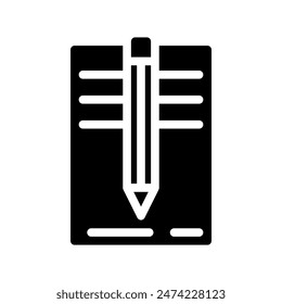 book and pencil icon. with a soild style. Suitable for use on websites, UI and mobile apps.