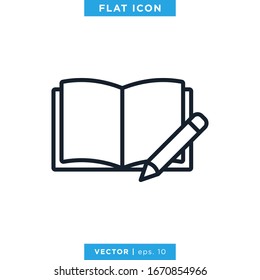 Book and Pencil Icon Vector Design Template