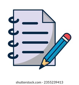 Book and pencil icon vector on trendy design