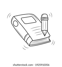 Book with pencil line icon, simple educational vector illustration 