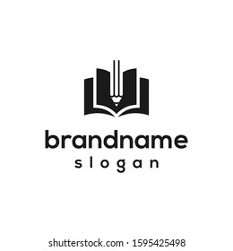 book and pencil logo design vector