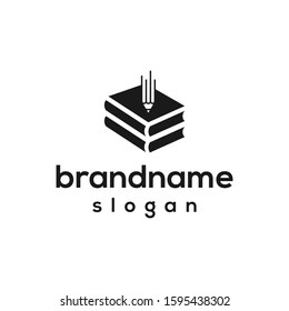 book and pencil logo design vector