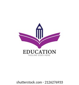 book and pencil logo design vector