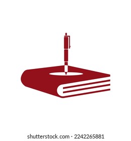 Book and pencil logo design vector. School education design elements
