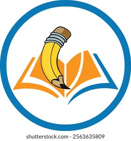 The book and pencil logo is suitable for a business logo related to stationery or a writing community, it can also be used for a product logo.