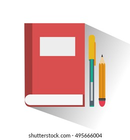 Book and pencil of office and work design
