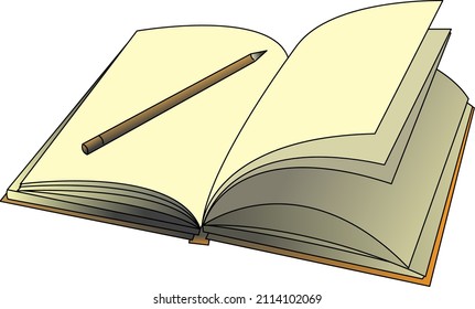 A book with a pencil on it