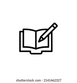 Book And Pencil With Outline Icon Vector