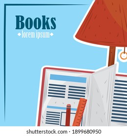 book pencil ruler lamp, learn academic and education vector illustration