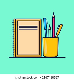 Libro y lápiz como ilustración vectorial de icono escolar