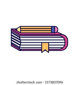 book with pencil school learning online vector illustration