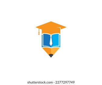 Book Pencil Tie Logo Concept icon symbol sign Element Design. Business Education, Courses, E-book, Graduation, Book Store and Academy Logotype. Vector illustration template