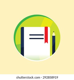 Book and Pencil Vector Icon