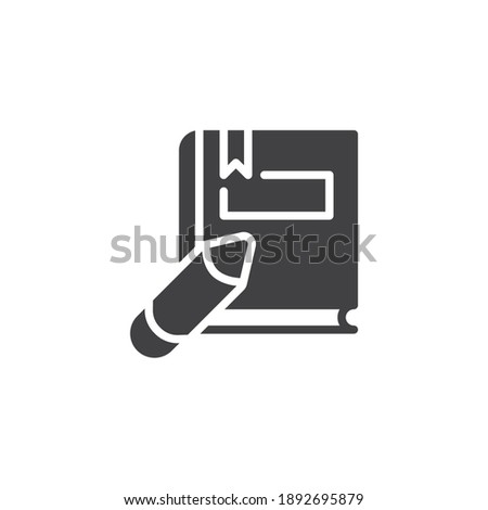 Book and pencil vector icon. filled flat sign for mobile concept and web design. Writing textbook glyph icon. Symbol, logo illustration. Vector graphics