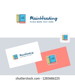 Book and pencil vector logotype with business card template. Elegant corporate identity. - Vector