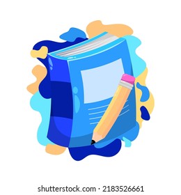Book and pencils flat illustration