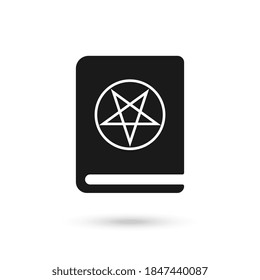 Book with pentagram solid icon. Satan book web vector illustration isolated on white. Magic book glyph style design.