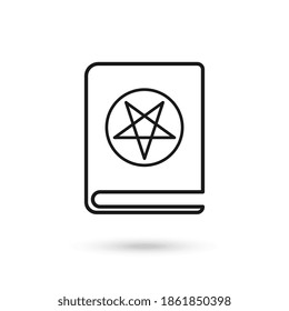 Book with pentagram solid icon. Satan book web vector illustration isolated on white backgrond. Magic book glyph style design.