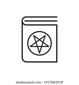 Book with pentagram solid icon. Satan book web vector illustration isolated on white backgrond. Magic book flat style design.