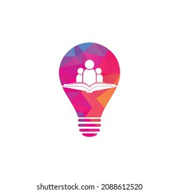 Book people bulb shape concept logo. Education logo, people and book icon