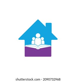 Book people home shape concept logo. Education logo, people and book icon